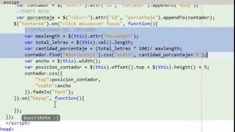 Barra Contador de letras Dinámico JQuery html css counter bar