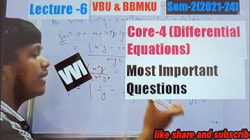 Differential equations Mathematics honours sem-2 | Most Important PYQs with solutions #vbu #bbmku