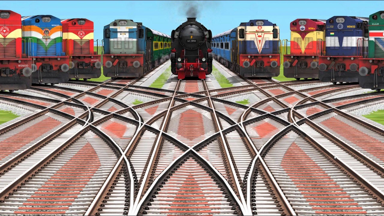 Bumpy Forked Railway Madness! Semi High-Speed Trains Crossing - YouTube