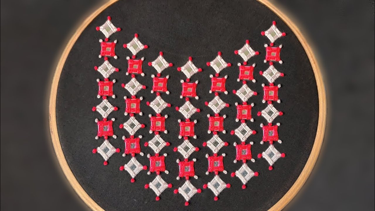 Mirror Work Neckline Design (Hand Embroidery Work) YouTube