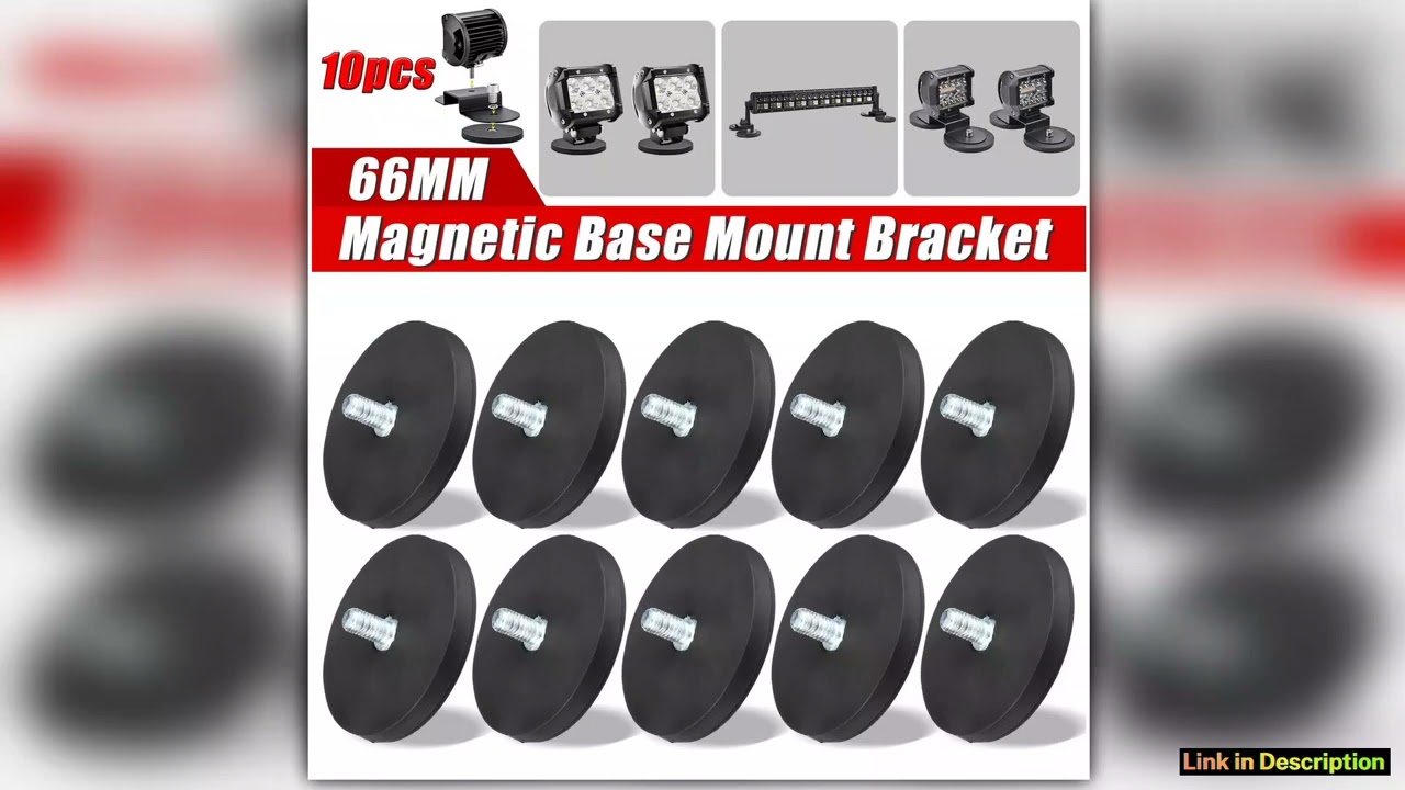10PCS 66MM M8 Bolt Magnetic Base Mount Bracket Clamp LED Work Light Bar Holder SUV Offroad Improved