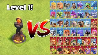 Level 1 Single *Inferno* vs Every Max Troops! - Clash of Clans