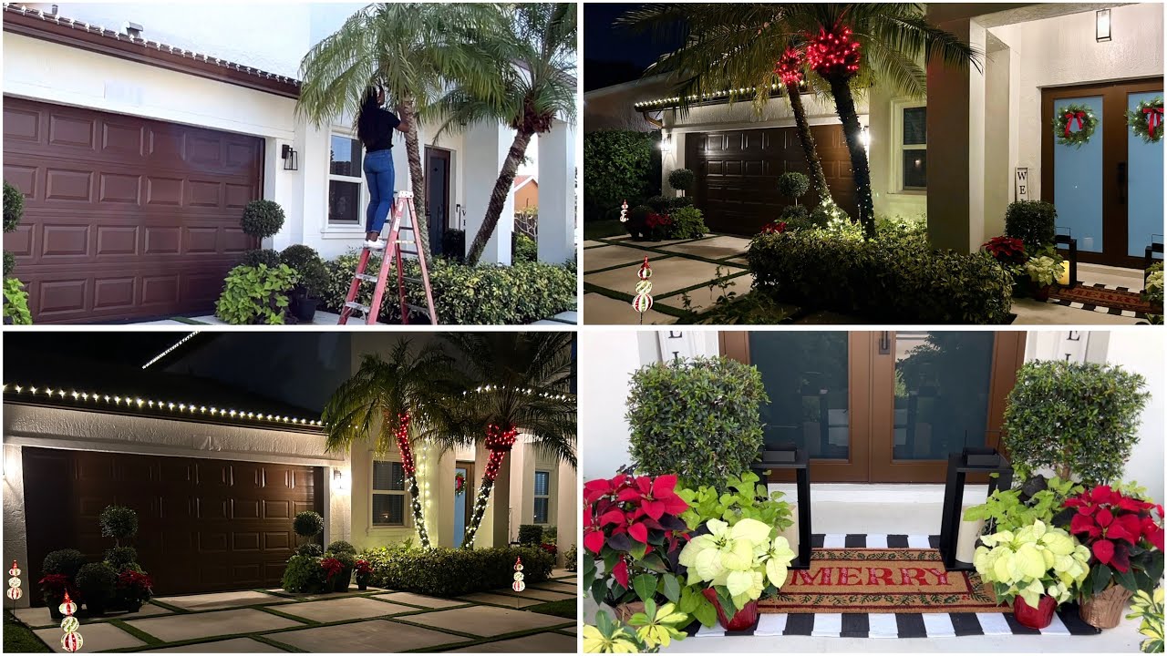 ДОБАВЛЕНИЕ ПРАЗДНИЧНОГО ДЕКОРА К моему внешнему виду дома во Флориде~ И НОЧНАЯ ПРОГУЛКА