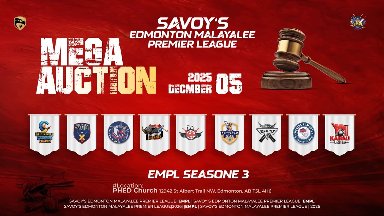 EMPL MEGA PLAYER AUCTION SEASON-3 | LIVE | EDMONTON | Edmonton Malayalee Premier League