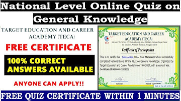 General Knowledge Quiz | Free Quiz Certificate Within 1 Minutes | Get Free Certificate