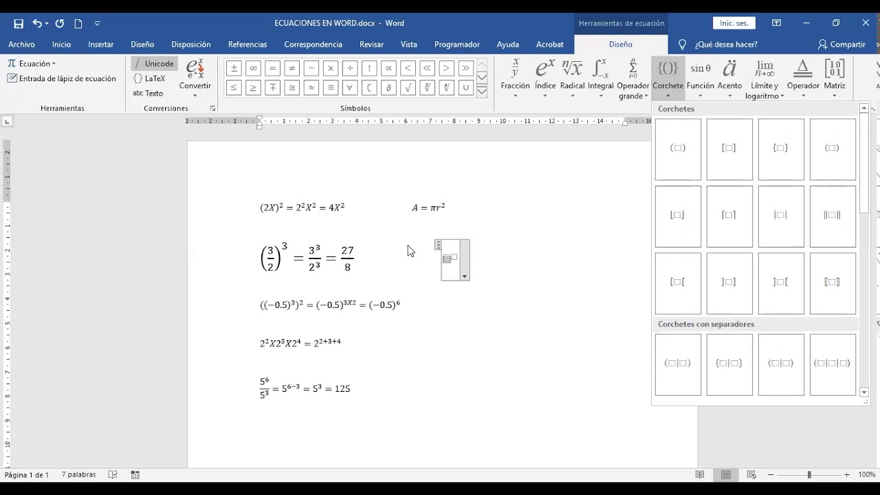 Editor de ecuaciones en Word - YouTube