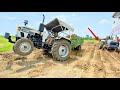 JCB 3dx working with My New Eicher 485 Tractor Eicher 242 with Trolley | Sonalika 740 old model