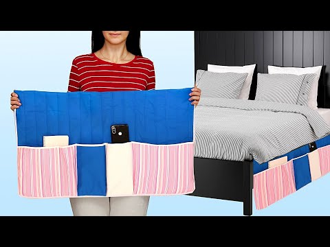 How to sew a simple bed organizer with pockets for bed, sofa or ...