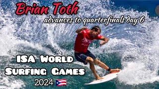 Brian Toth advances to the quarterfinals of the ISA World Surfing Game 2024 Puerto Rico