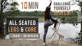 10Min All Seated Legs & Core Chair Workout With No Repeats & No Equipment Apartment Friendly