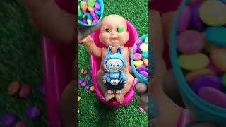 3 Minutes Satisfying with Full of 3 Rainbow BathTubs Candy with M&amp;M's &amp; Magic Slime Cutting Video