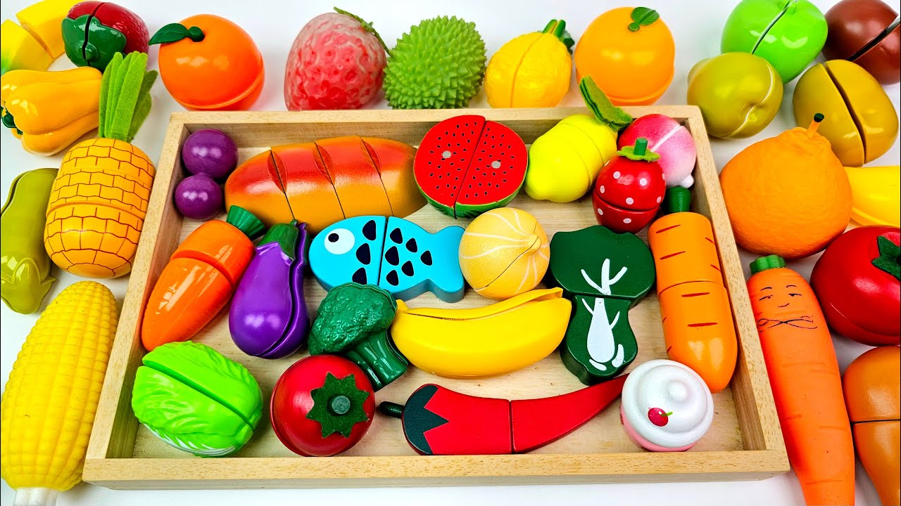 Satisfying Video | Cutting Fruits and Vegetables ASMR, Apple |Mixing Wooden Plastic & Squishy POP it