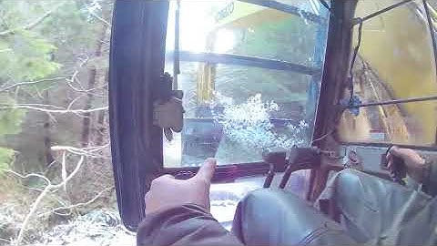 Excavator pioneering road for logging and skyline anchor #logging #world #life