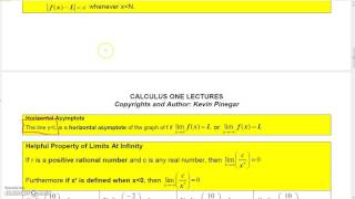 Calculus 1 Lecture 3 5 1 Limits at Infinity (Ch 3)