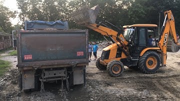 Tripper Dump Vs JCB Backhoe 3DX | Loading Mix Gravel in Dump @droneplanet2040