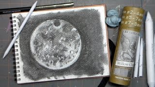 How To Draw a Full Moon in Charcoal #lovefallart (harvest moon fast-draw!) screenshot 5