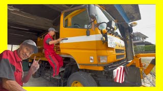 三菱ふそう除雪トラック…エンジンをかけてもらった…越前福井発動機愛好