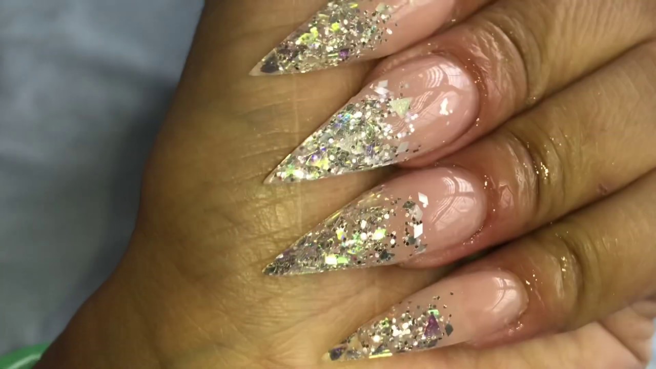 EASY ombré glitter stiletto nails 💅🏼 - YouTube