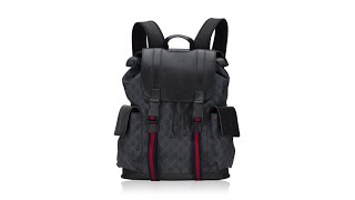 Gucci Soft GG Supreme Web Double Buckle Backpack Black Grey