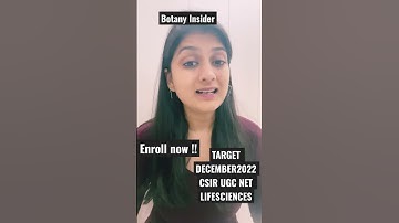 Target DECEMBER 2022 CSIR UGC NET lifesciences with @BotanyInsider