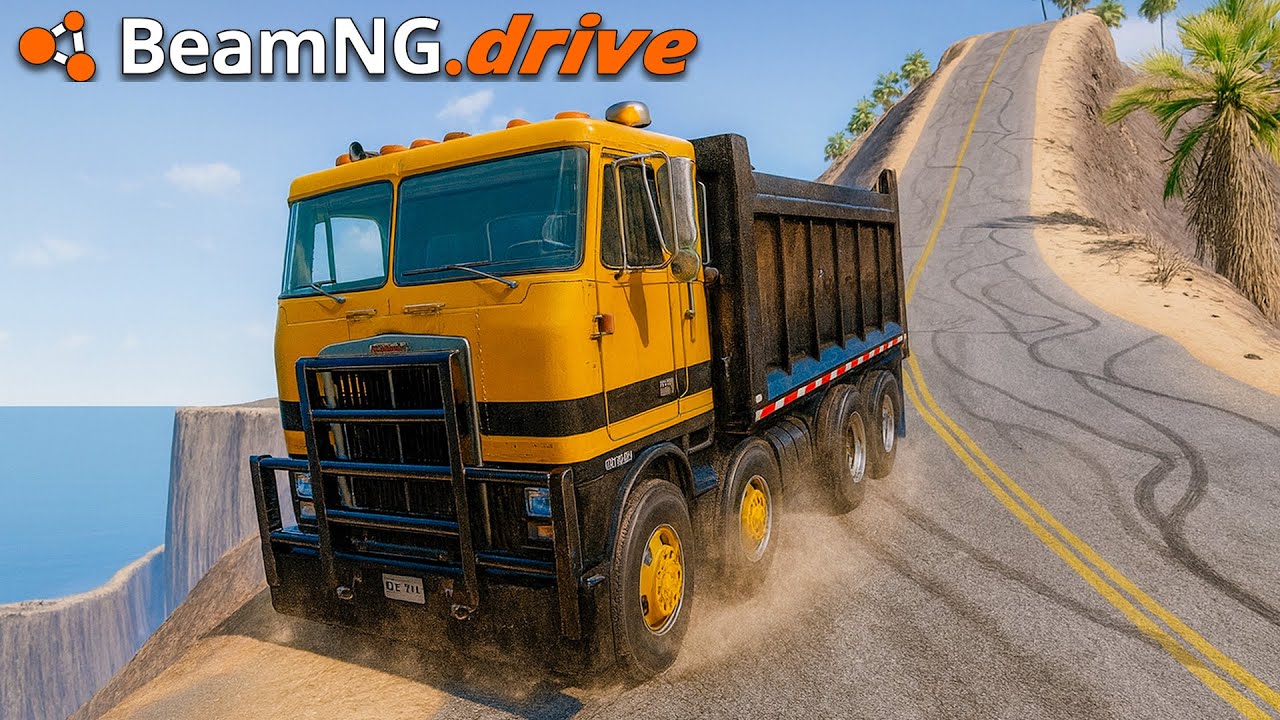 ¡PELIGRO! Volquetas SIN FRENOS en BAJADA EXTREMA! | BeamNG.Drive