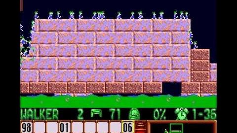 SNES Lemmings SUNSOFT Level 2 (TAS) 1:10.40 (0:50 of 2:00 left)