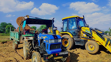 JCB 3dx Machine Loading Mud in Eicher 380 Massey 1035 tractor trolley। Jcb tractor video