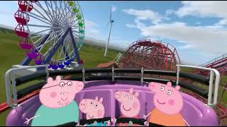 Reaction Shot of Daddy and Mummy Pig on  Peppa Pig roller coaster Virtual 360 Ride Experience VR