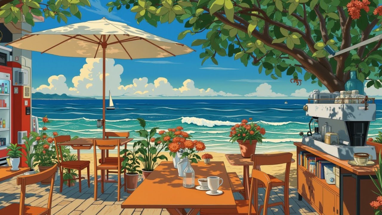 Пляжное Кафе Джаз 🏖️ Расслабляющие Вибрации и Морской Бриз 🌊 Лофи Биты для Учебы, Фокуса и Релакса