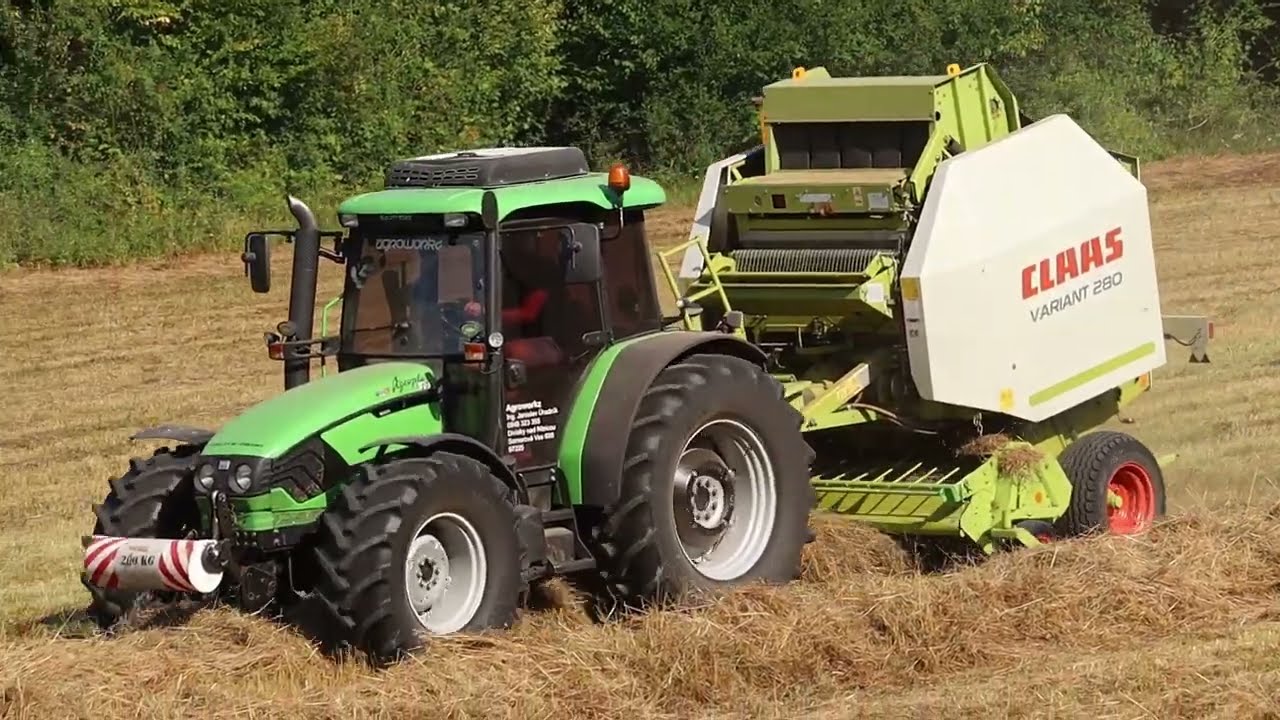 Lisovanie sena Deutz Fahr Agroplus 95 s lisom Claas Variant 280