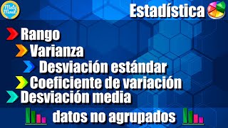 Rango, varianza, desviación estándar, coeficiente de variación, desviación media: datos no agrupados