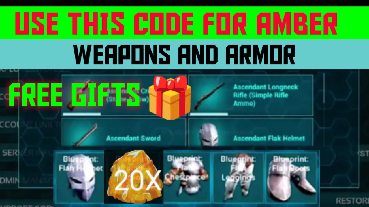 [ARK MOBILE] FREE GIFTS🎁 USE THIS CODE FOR AMBER WEAPON AND ARMOR