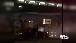 Close call between train, truck driver caught on camera