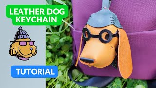 Leather dog pattern PDF, DIY dog keychain tutorial.