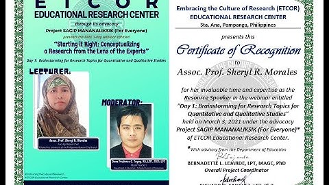 Day 1: Brainstorming for Research Topics for Quantitative and Qualitative Studies