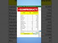SUMPRODUCT function in excel🔥#youtubeshorts #excelshorts #shorts #exceltips #viral