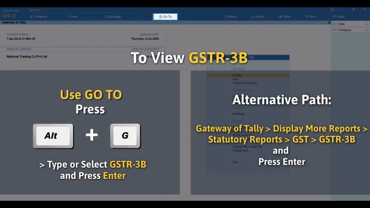 How to View GSTR 3B with Values as per the Portal Data in TallyPrime? |4qs| 4 Quadrant Solutions