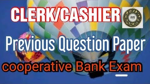 CLERK/CASHIER Previous Question Paper cooperative Bank Exam 4