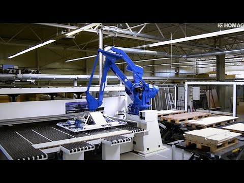 NEW! SAWTEQ B-300 flexTec – Robot handling for cutting process at "Schönefeldt"