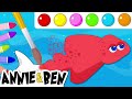 Learning Videos For Kids | Let's Paint Sharks With Annie And Ben
