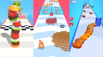 Burger Cannon vs Food Run vs Potato Rush | All Levels Gameplay Walkthrough (iOS & Android)
