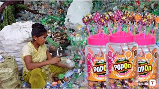 Detail process waste bottles into plastic Jars through recycling | Combination Of Man And Machine