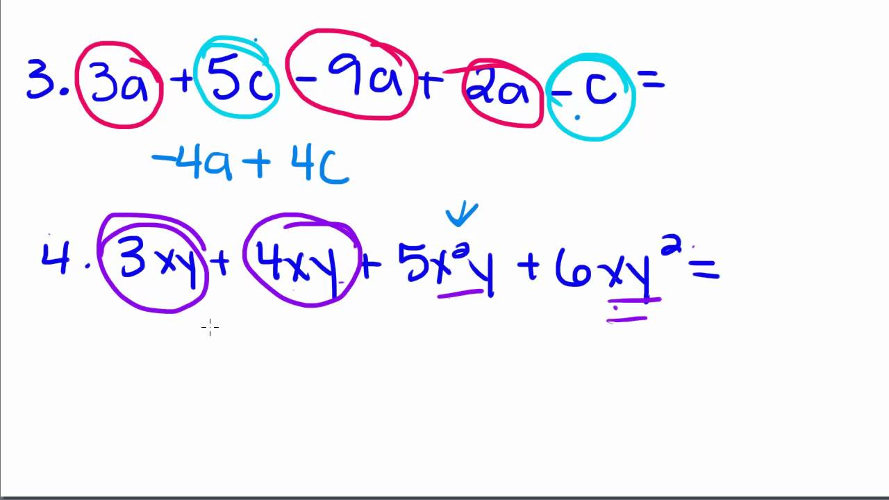 Adding And Subtracting Expressions (video lessons, examples Intended For Combining Like Terms Worksheet Answers