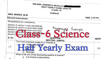 Class-6 SCIENCE / Half Yearly Exam Question Paper /Term-1 Session 2024-25 PM Shri Kendriya Vidyalaya