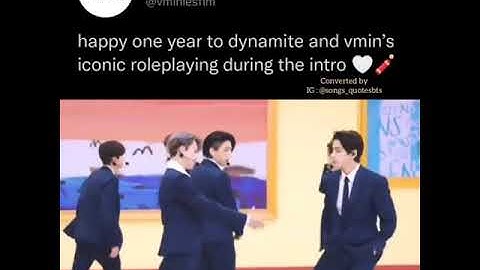 Happy one year to Dynamite and Vmin iconic roleplaying during the intro #bts #army #dynamite #kpop