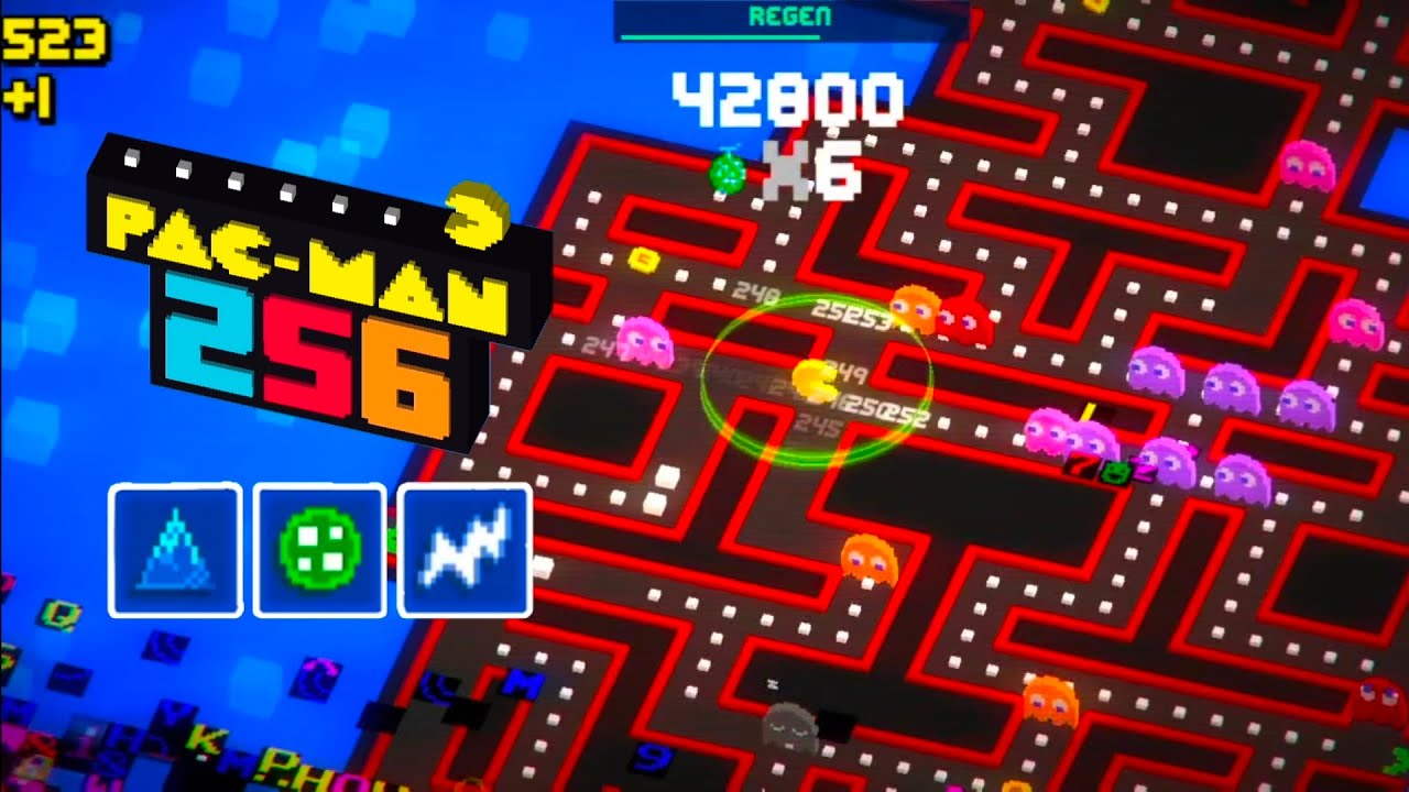 PAC-MAN 256 - Shatter🥶, Regen💚 and Electric⚡ Power-ups Combo Gameplays