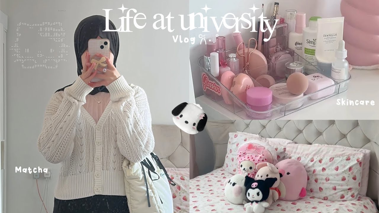 Life at uni vlog📓🖇️ Going to classes, skincare, morning routine, matcha etc…