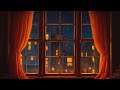 Cozy rain on window with oldies playing in another room vintage new york apartment