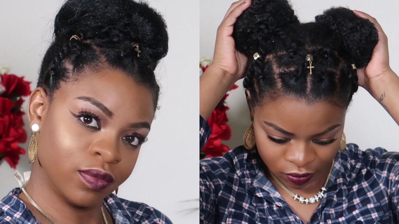 2 IN 1!!!! Quick and Easy Natural Hair faux updos/buns!!! - YouTube