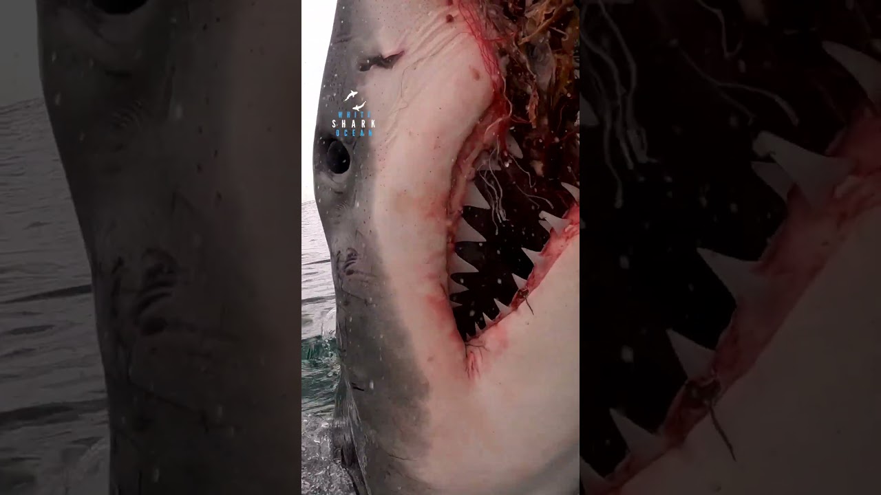 Great White Shark Jaws In Action